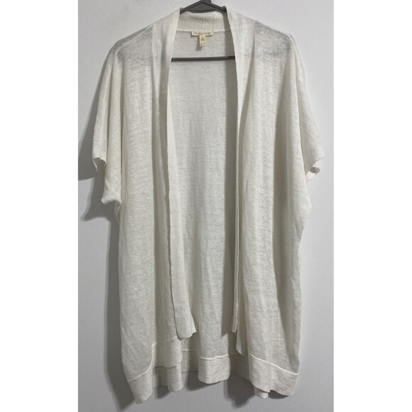 Eileen Fisher Cardigan Sweater Women's XL Cream Ivory 100% Linen Open Front - Picture 9 of 11